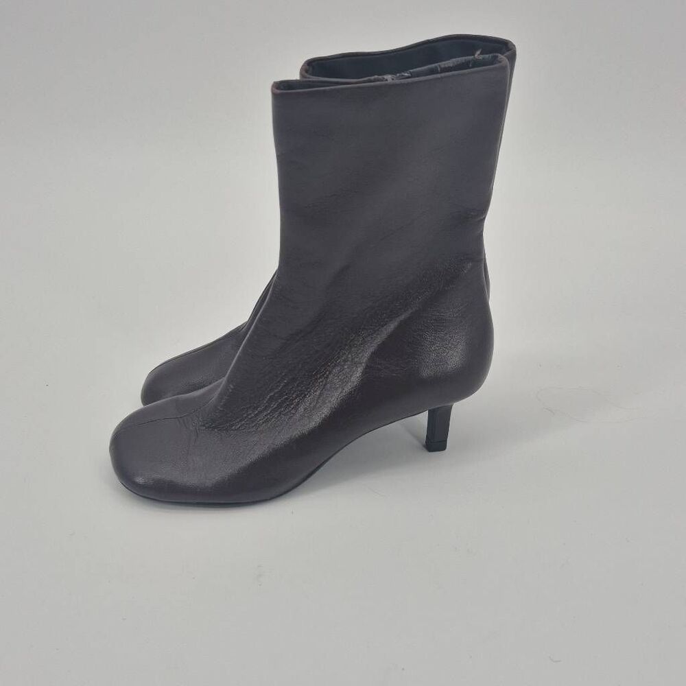 Zara Womens Soft Leather Boots Dark Brown Heel Size 5